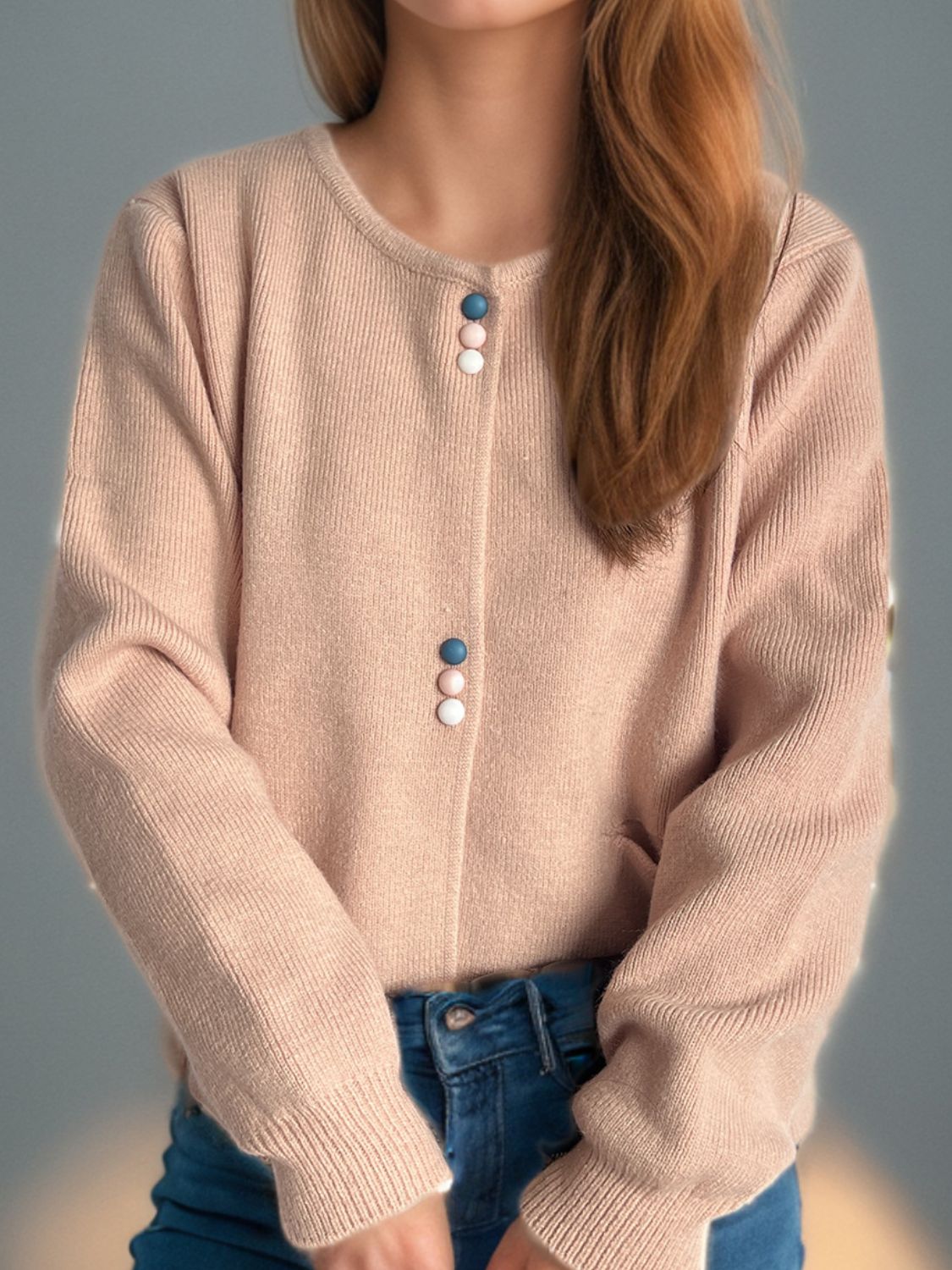 Button Down Long Sleeve Cardigan with Pockets - Charming Charlie