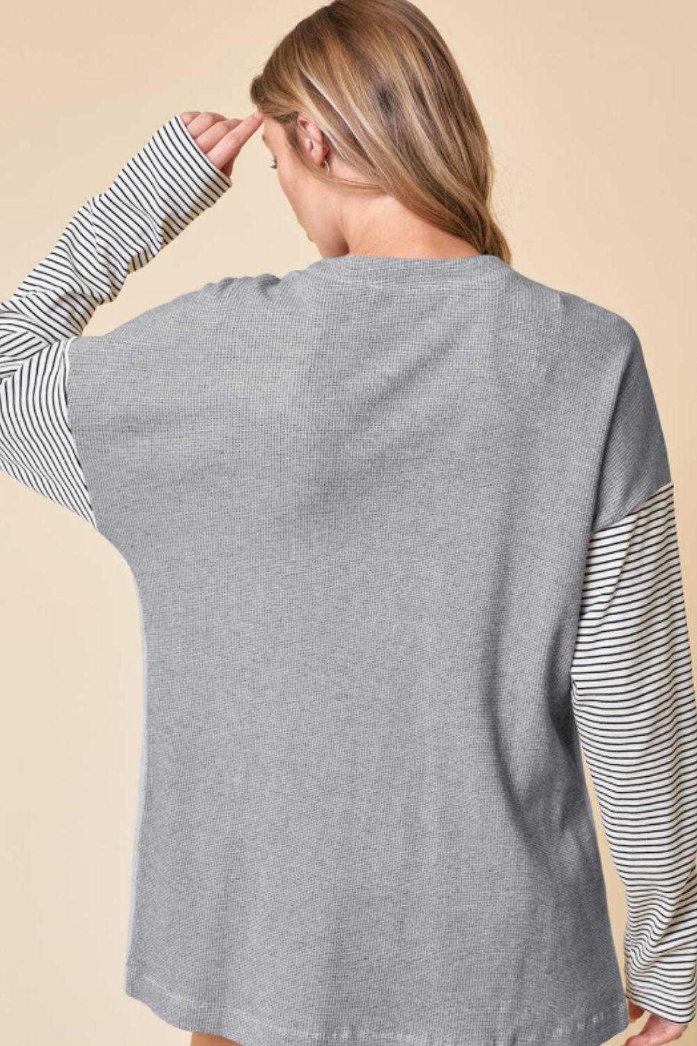 Open Front Long Sleeve Striped Cardigan with Pockets - Charming Charlie