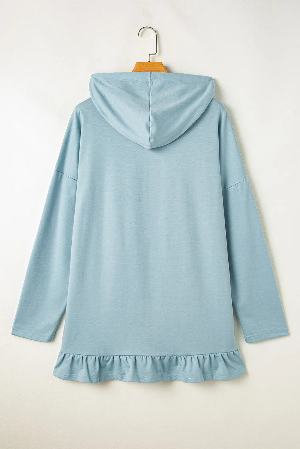 Drawstring Ruffled Dropped Shoulder Long Sleeve Hoodie - Charming Charlie