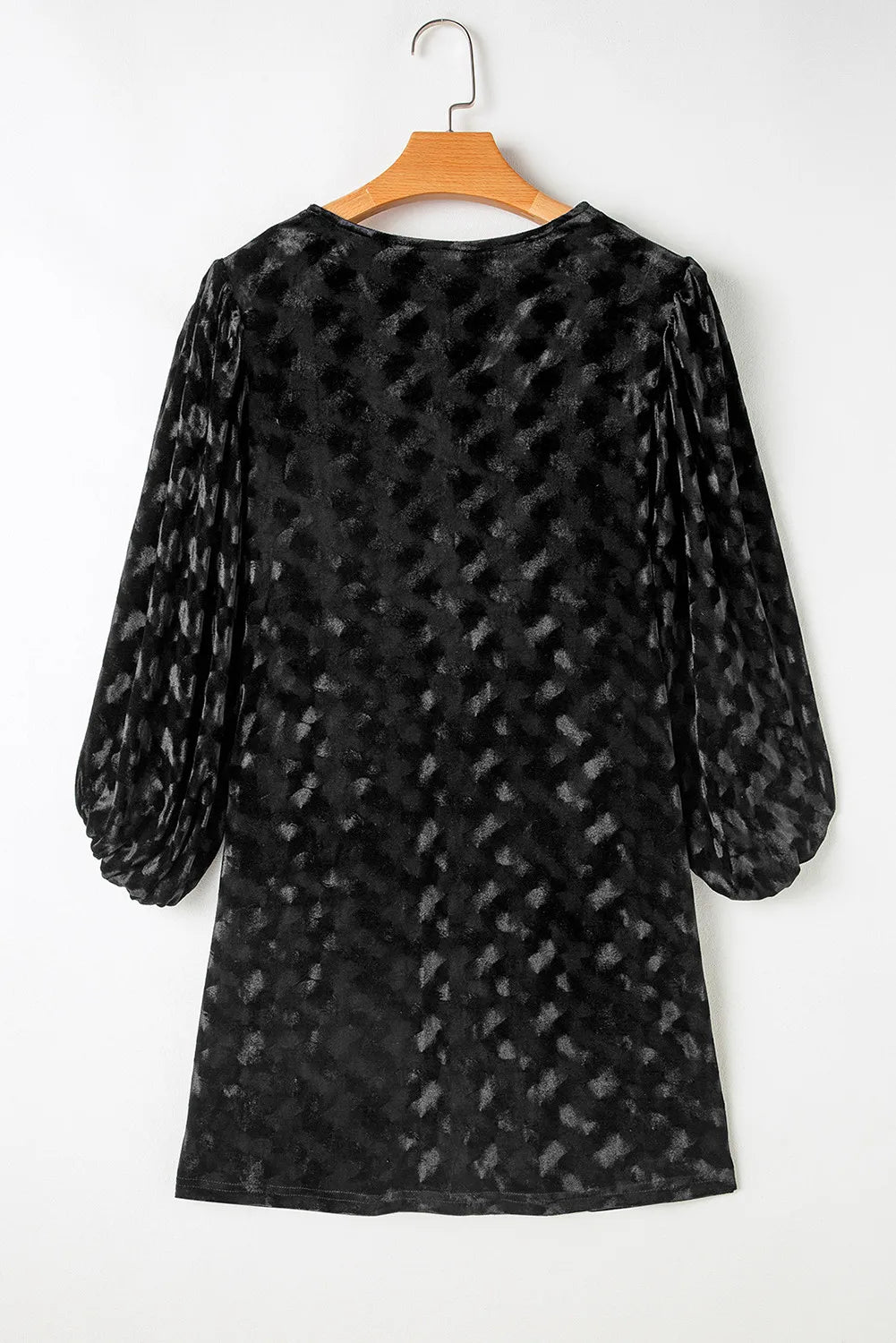 V-Neck Three-Quarter Sleeve Velvet Mini Dress - Charming Charlie