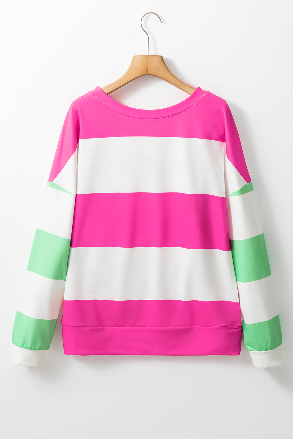 Contrast Color Block Round Neck Long Sleeve Top - Charming Charlie