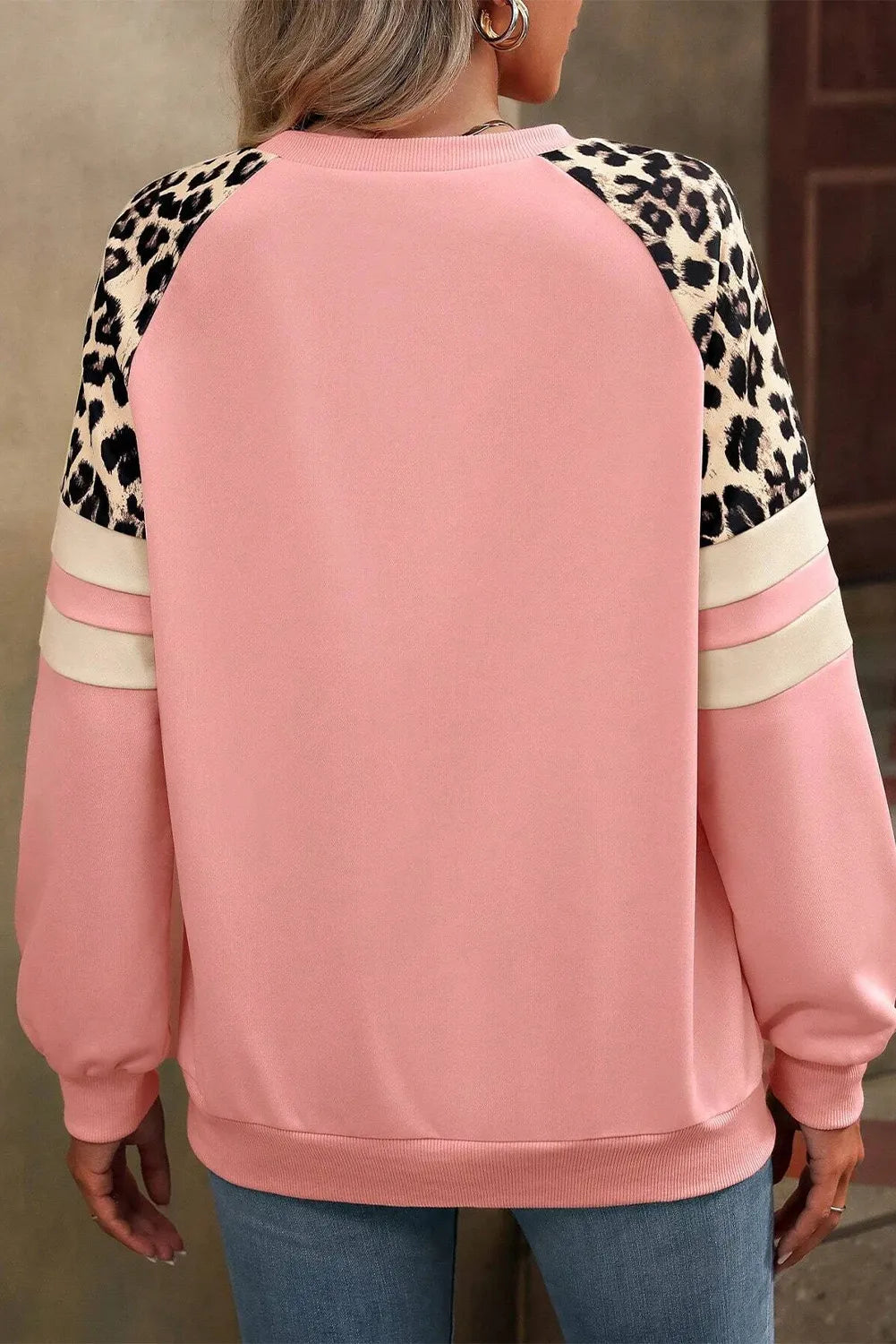 Leopard Round Neck Long Sleeve Sweatshirt - Charming Charlie