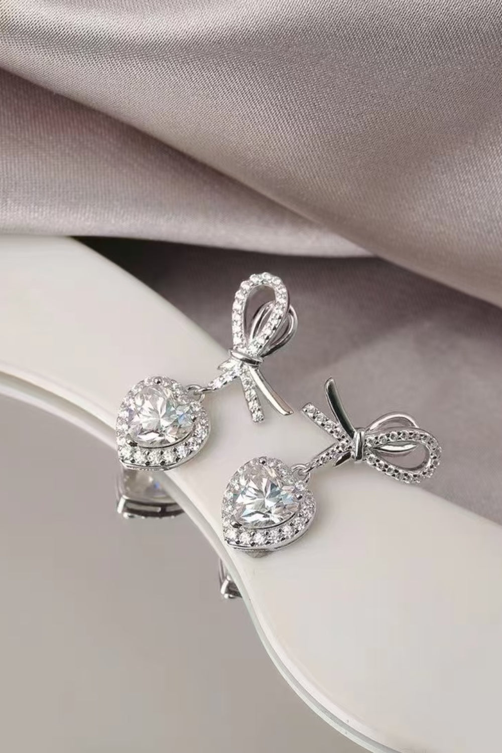 2 Carat Moissanite 925 Sterling Silver Heart Earrings - Charming Charlie