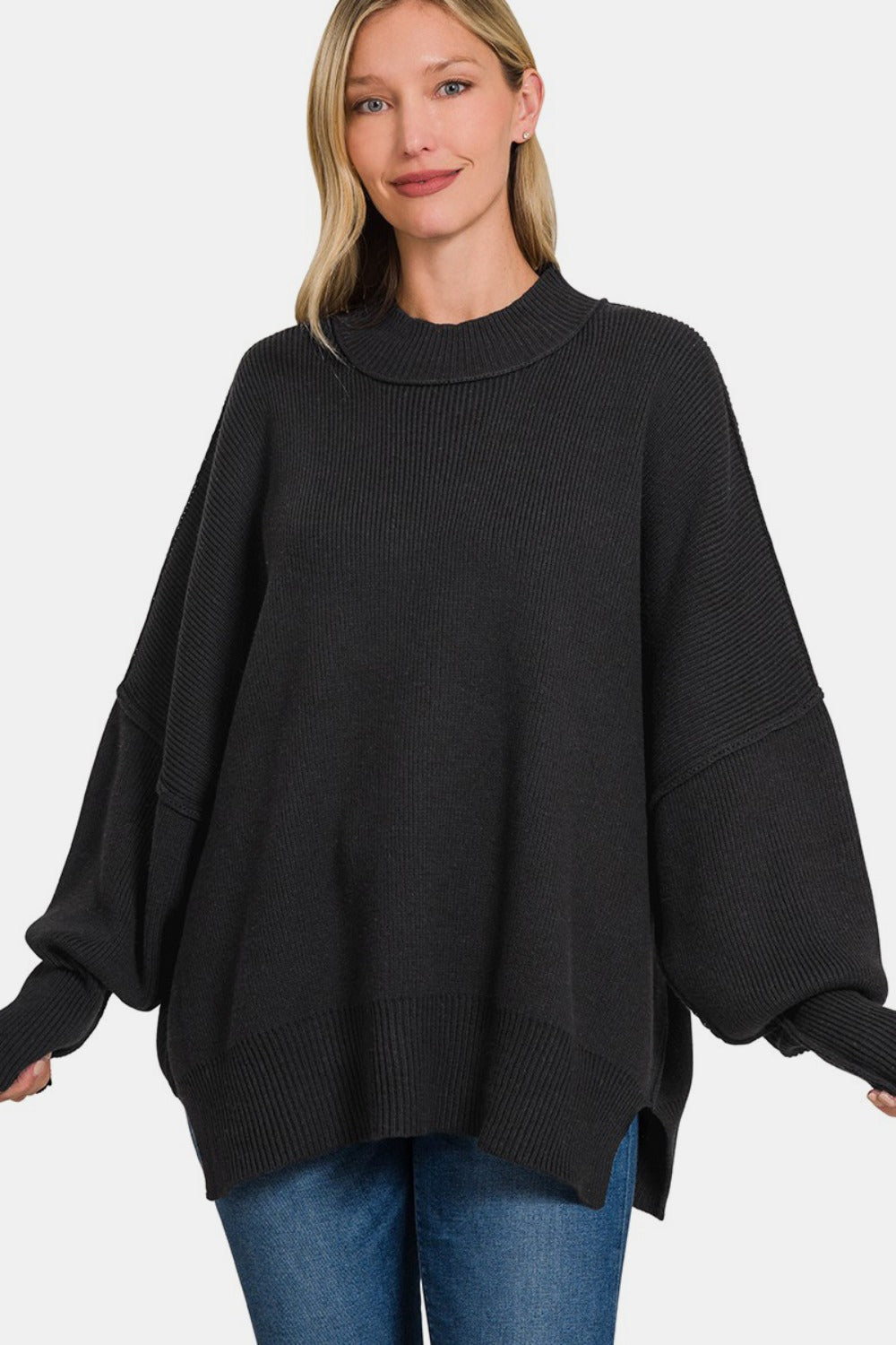 Zenana Side Sit Oversize Sweater - Charming Charlie