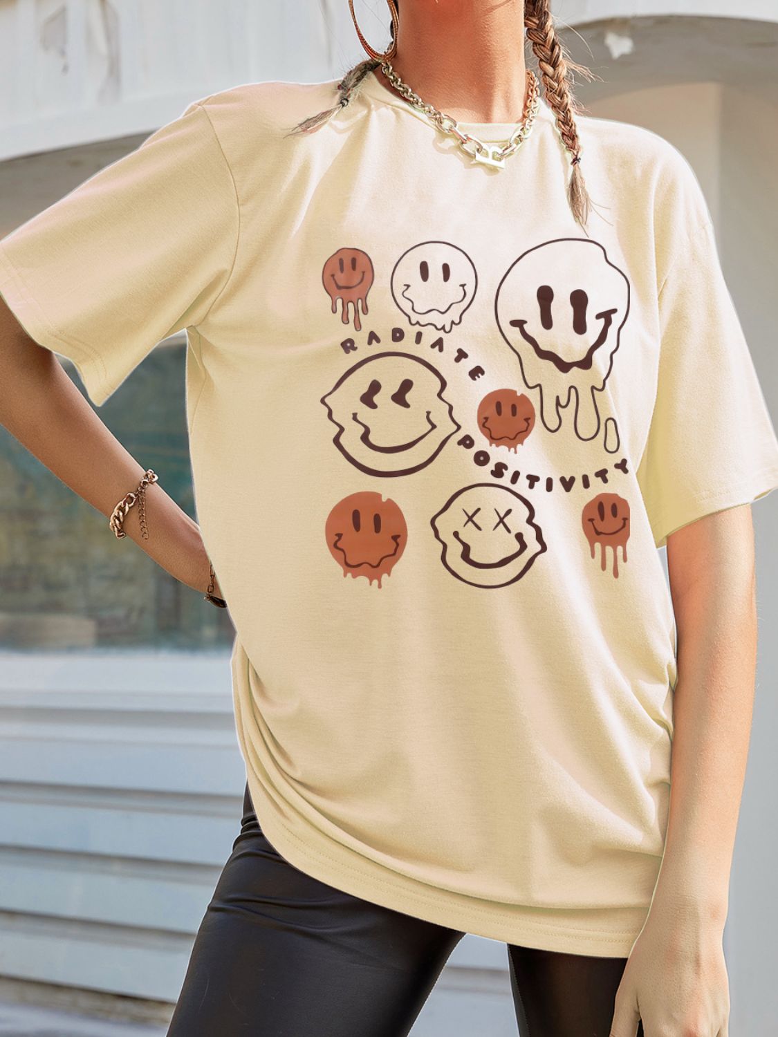 Graphic Round Neck Half Sleeve T-Shirt - Charming Charlie