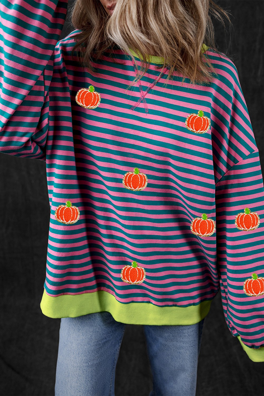 Pumpkin Striped Long Sleeve Sweatshirt - Charming Charlie
