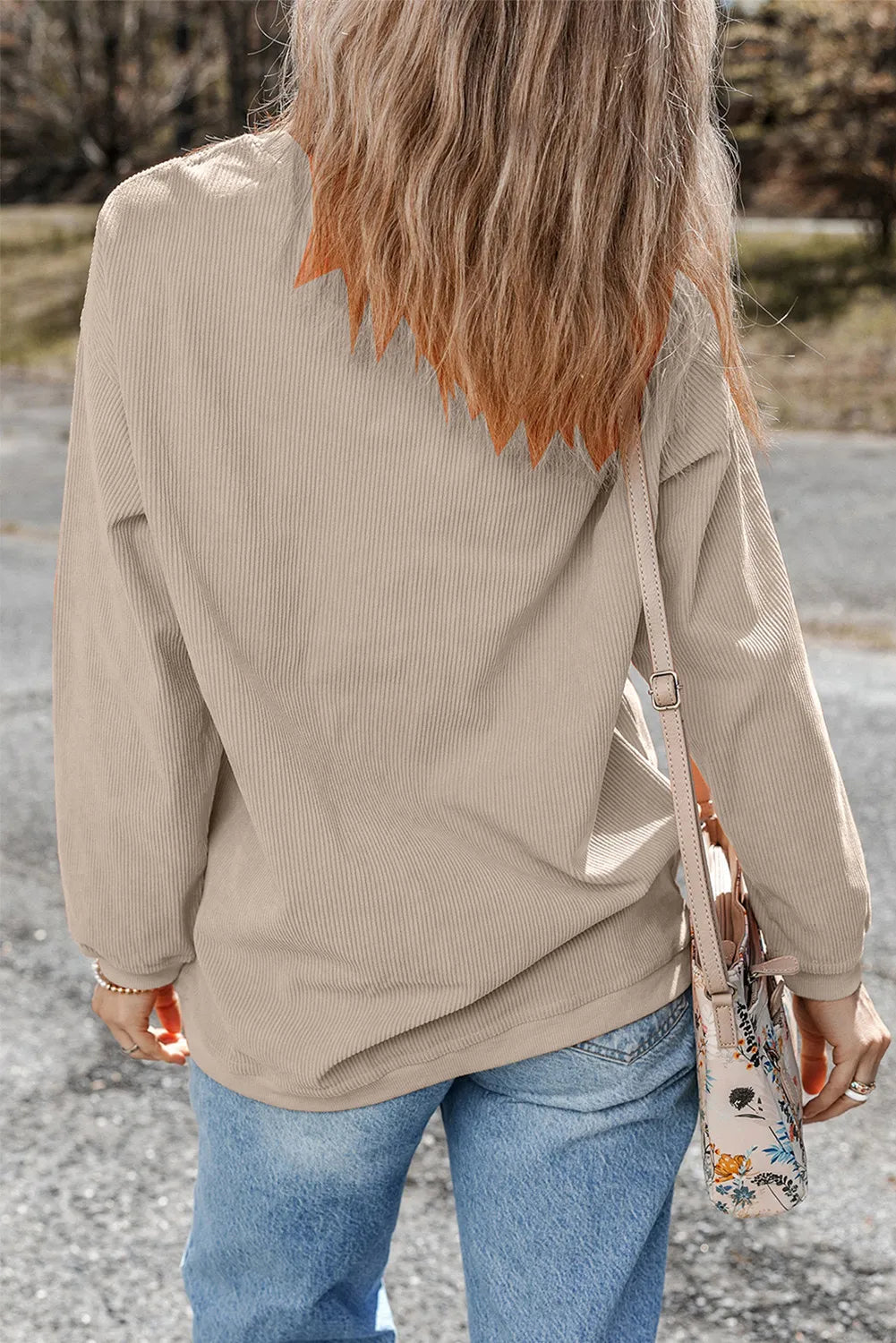 Full Size Sequin Boots Round Neck Long Sleeve Sweatshirt - Charming Charlie