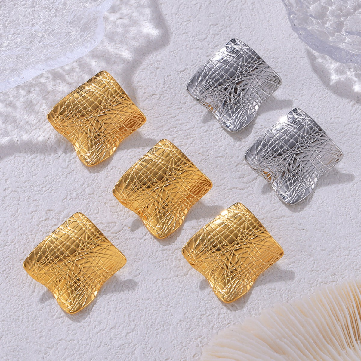 Textured Titanium Steel Stud Earrings - Charming Charlie