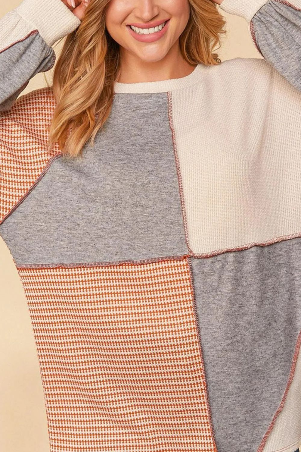 Exposed Seam Color Block Round Neck Top - Charming Charlie