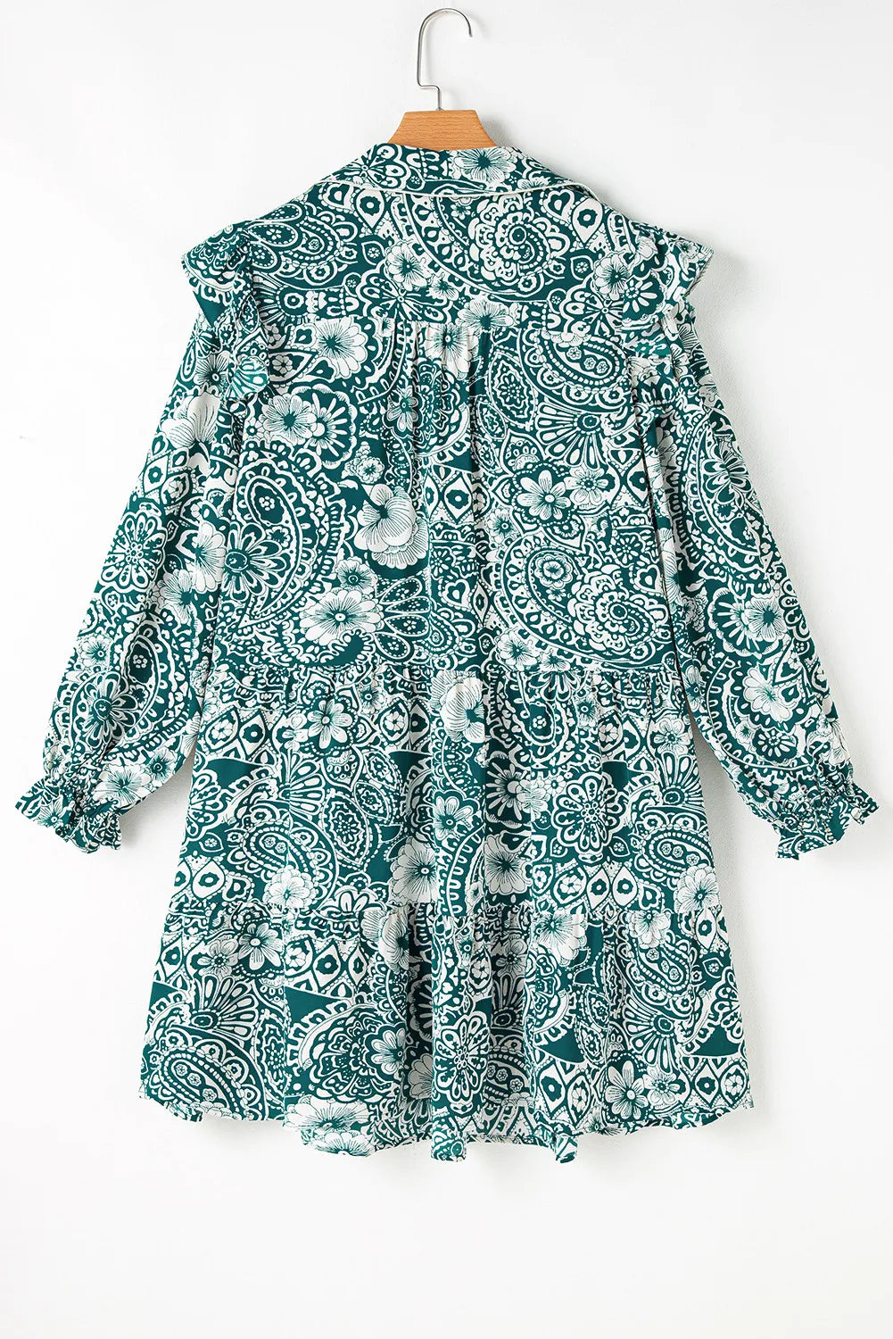 Plus Size Ruffled Printed Flounce Sleeve Dress - Charming Charlie