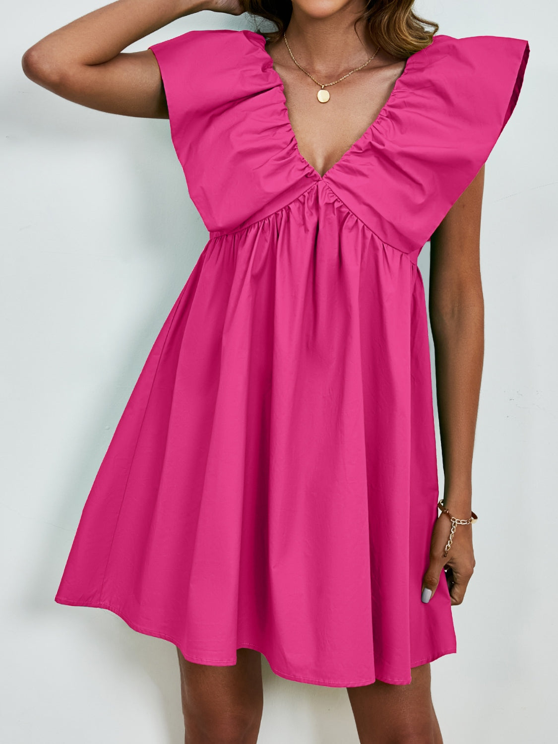 V-Neck Cap Sleeve Mini Dress - Charming Charlie