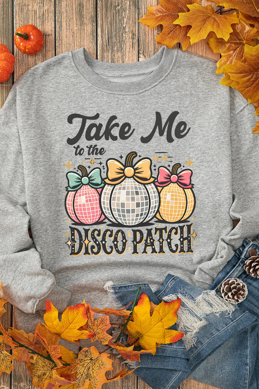 Graphic Round Neck Long Sleeve Sweatshirt - Charming Charlie