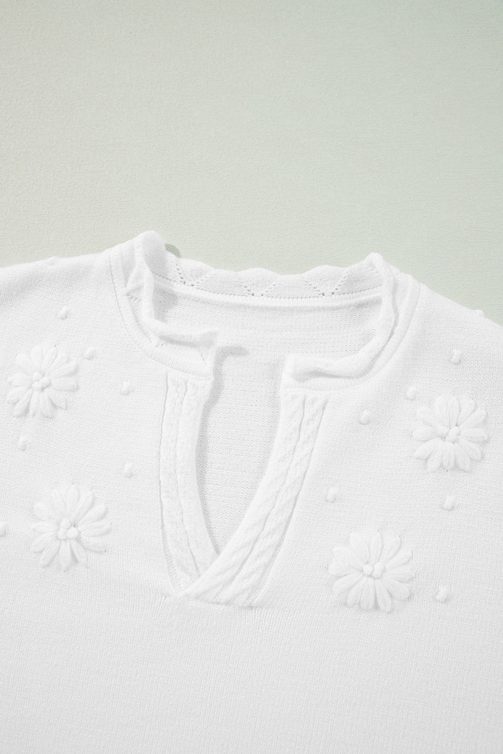 Daisy Notched Long Sleeve Sweater - Charming Charlie