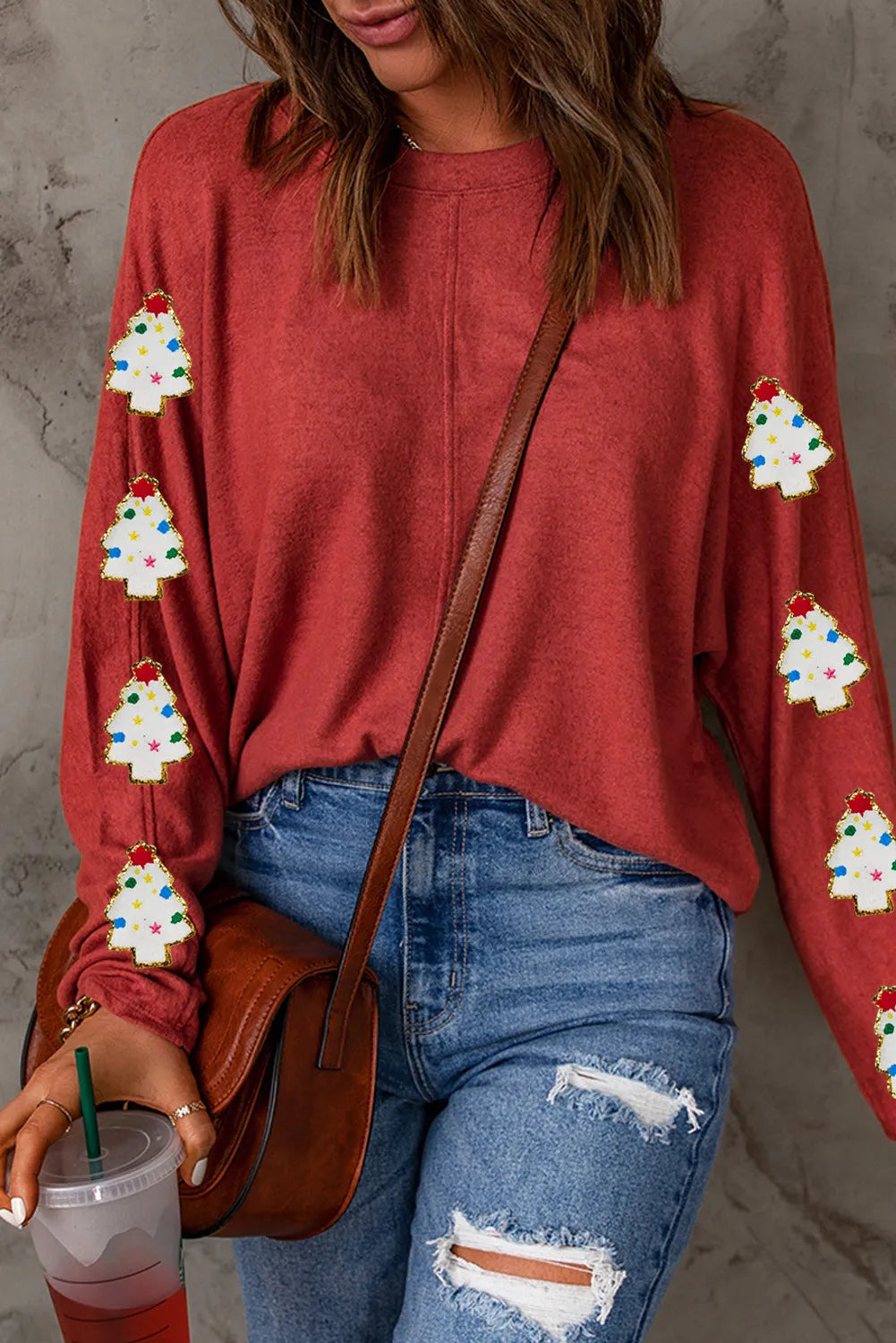 Christmas Tree Round Neck Long Sleeve Top - Charming Charlie