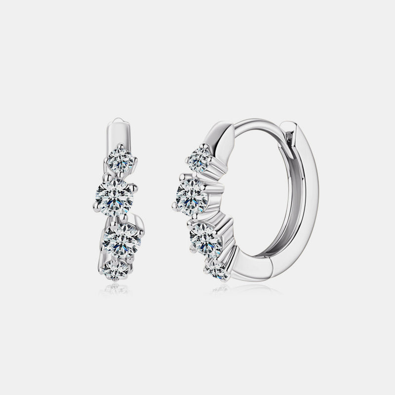925 Sterling Silver Moissanite Huggie Earrings - Charming Charlie