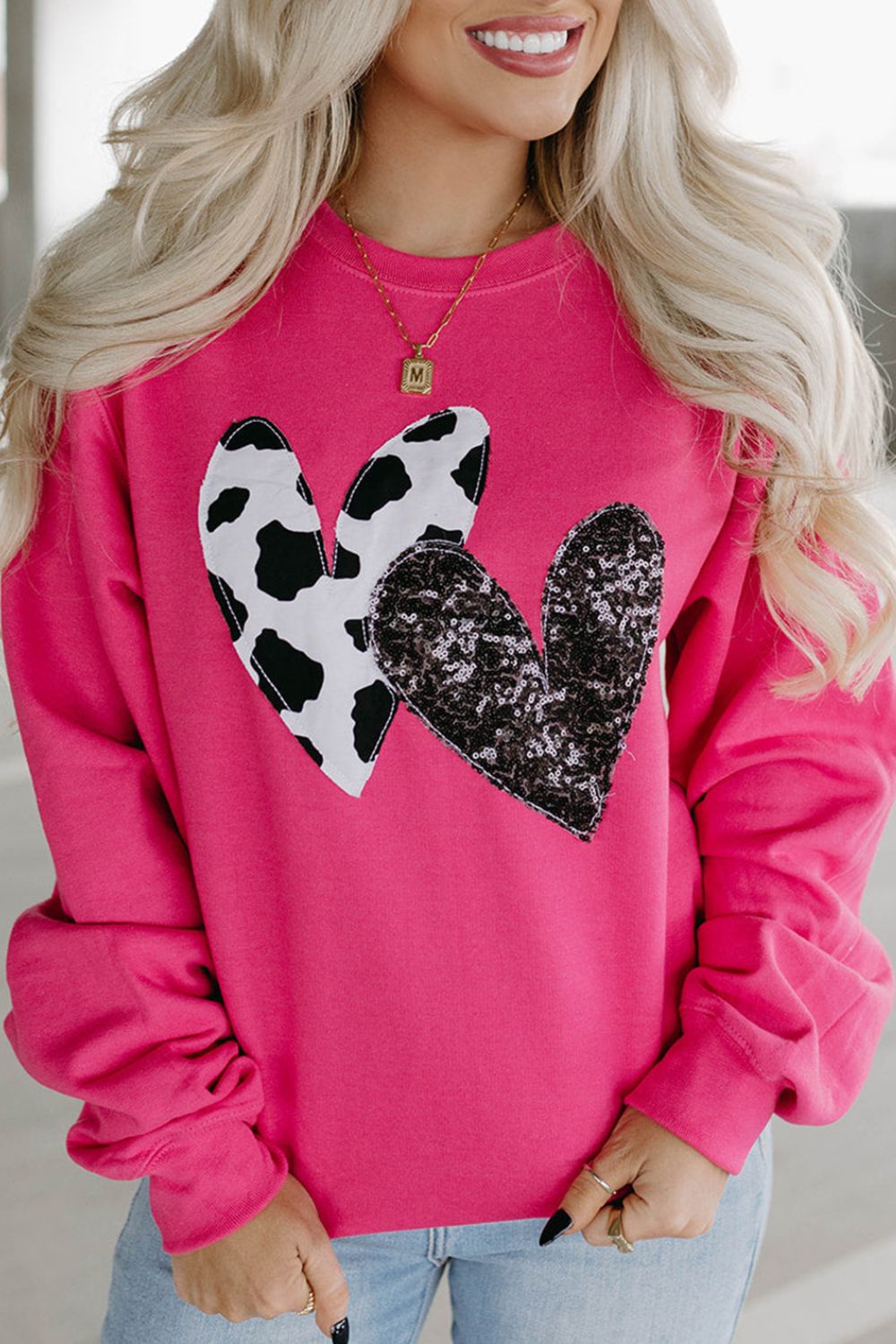 Heart Patch Long Sleeve Sweatshirt - Charming Charlie