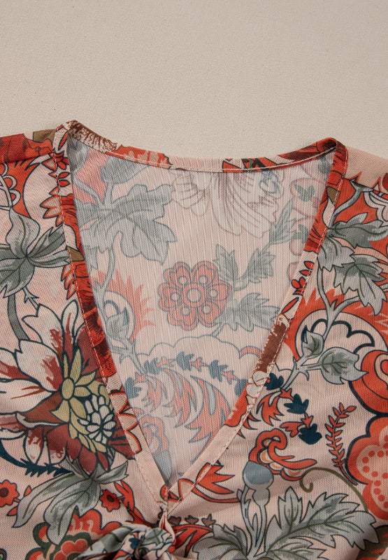 Floral V-Neck Flare Sleeve Blouse - Charming Charlie