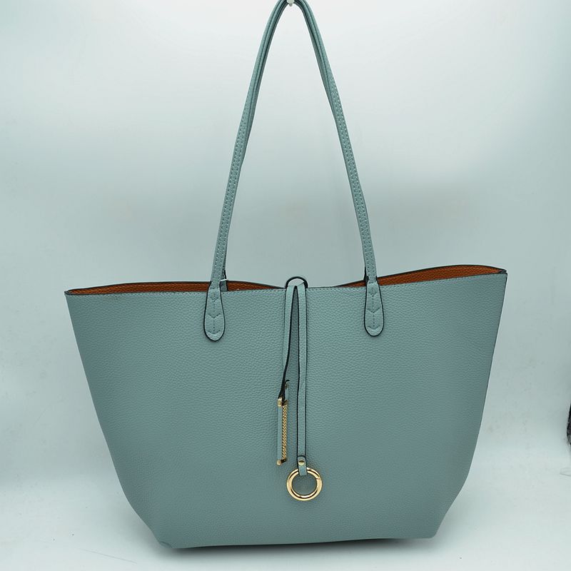 Women’s Pebbled Faux Leather Reversible 2 in 1 Tote Shoulder Handbag Crossbody Bag - Tote Bag