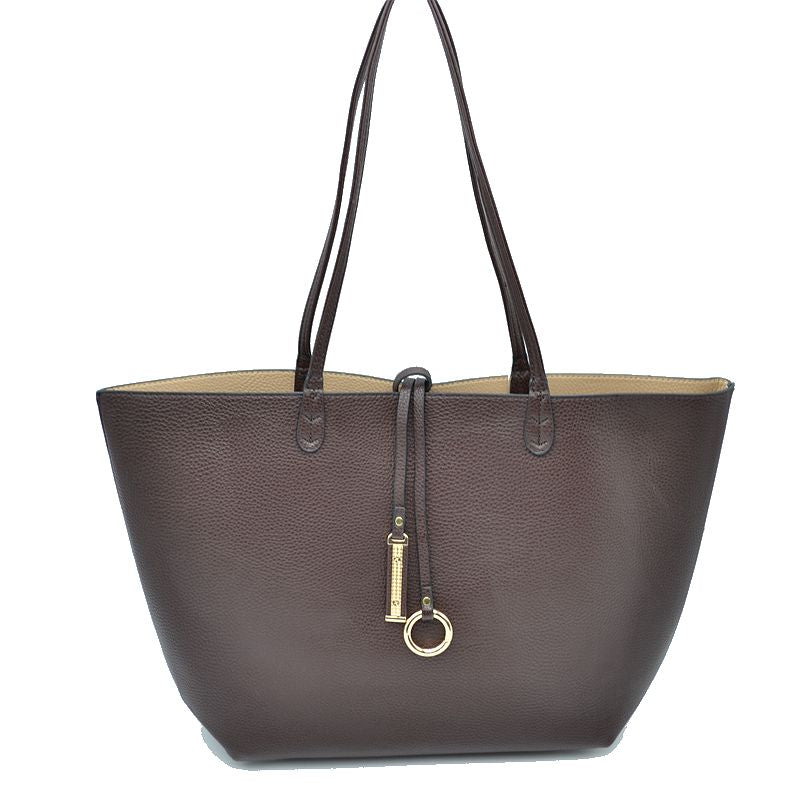 Women’s Pebbled Faux Leather Reversible 2 in 1 Tote Shoulder Handbag Crossbody Bag - Tote Bag
