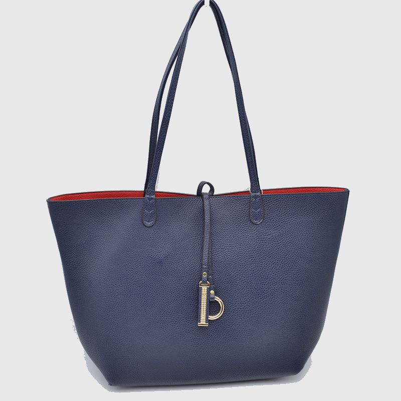 Women’s Pebbled Faux Leather Reversible 2 in 1 Tote Shoulder Handbag Crossbody Bag - Tote Bag
