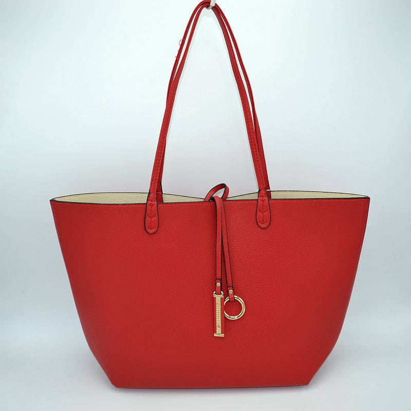 Women’s Pebbled Faux Leather Reversible 2 in 1 Tote Shoulder Handbag Crossbody Bag - Tote Bag
