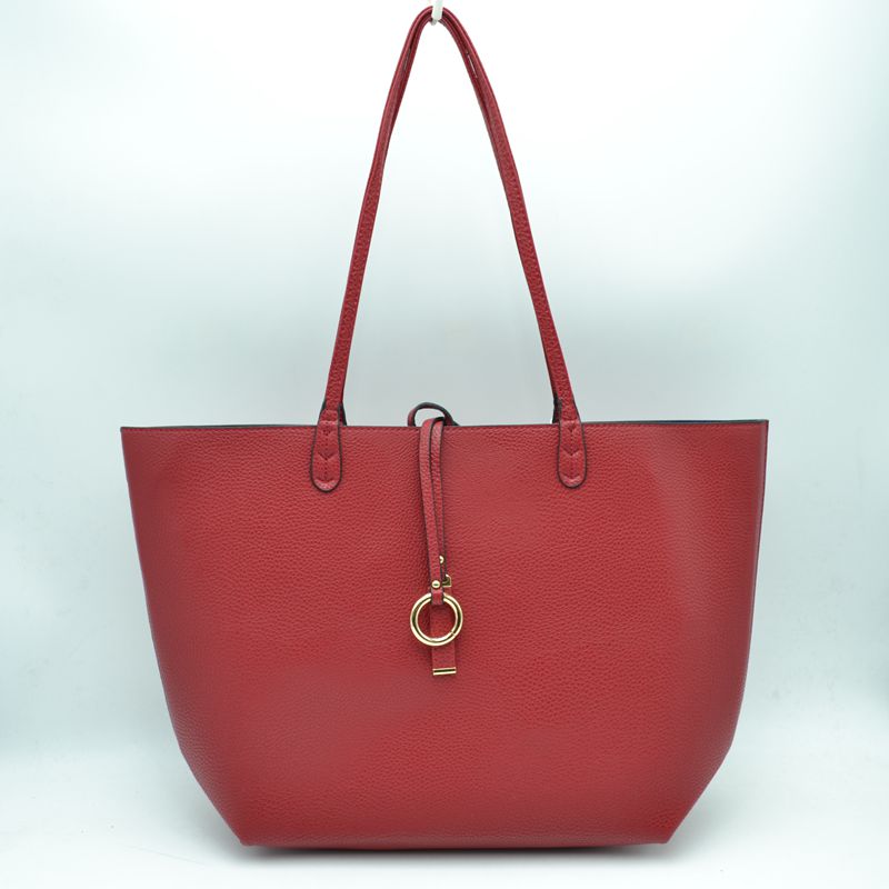 Women’s Pebbled Faux Leather Reversible 2 in 1 Tote Shoulder Handbag Crossbody Bag - Tote Bag