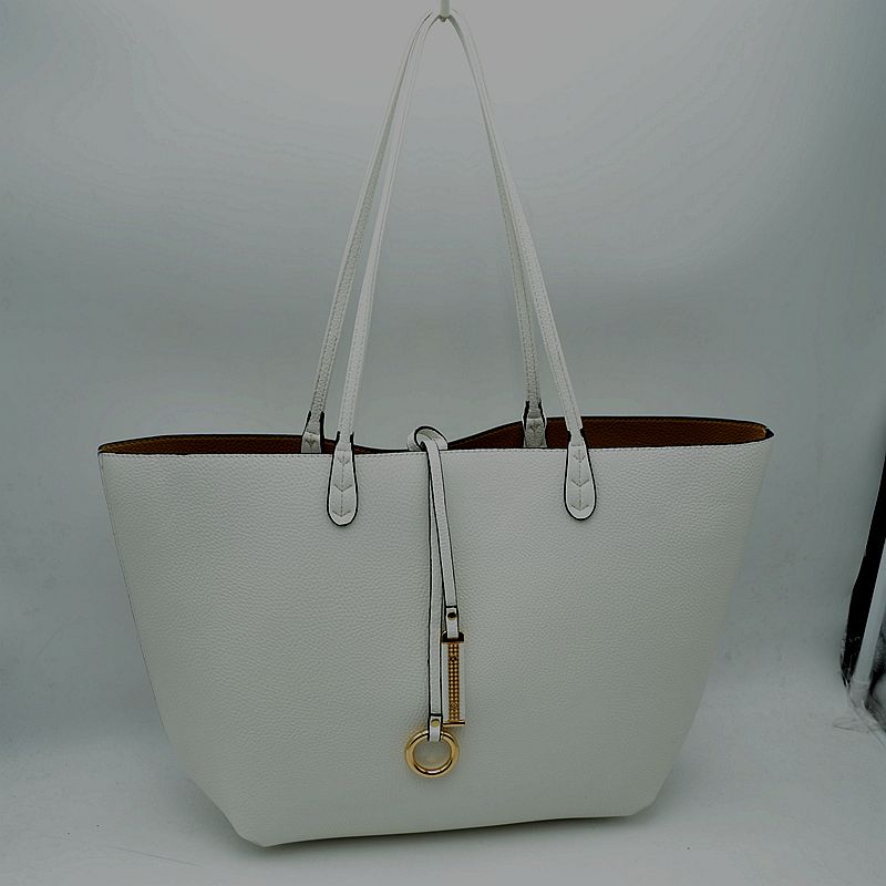 Women’s Pebbled Faux Leather Reversible 2 in 1 Tote Shoulder Handbag Crossbody Bag - Tote Bag