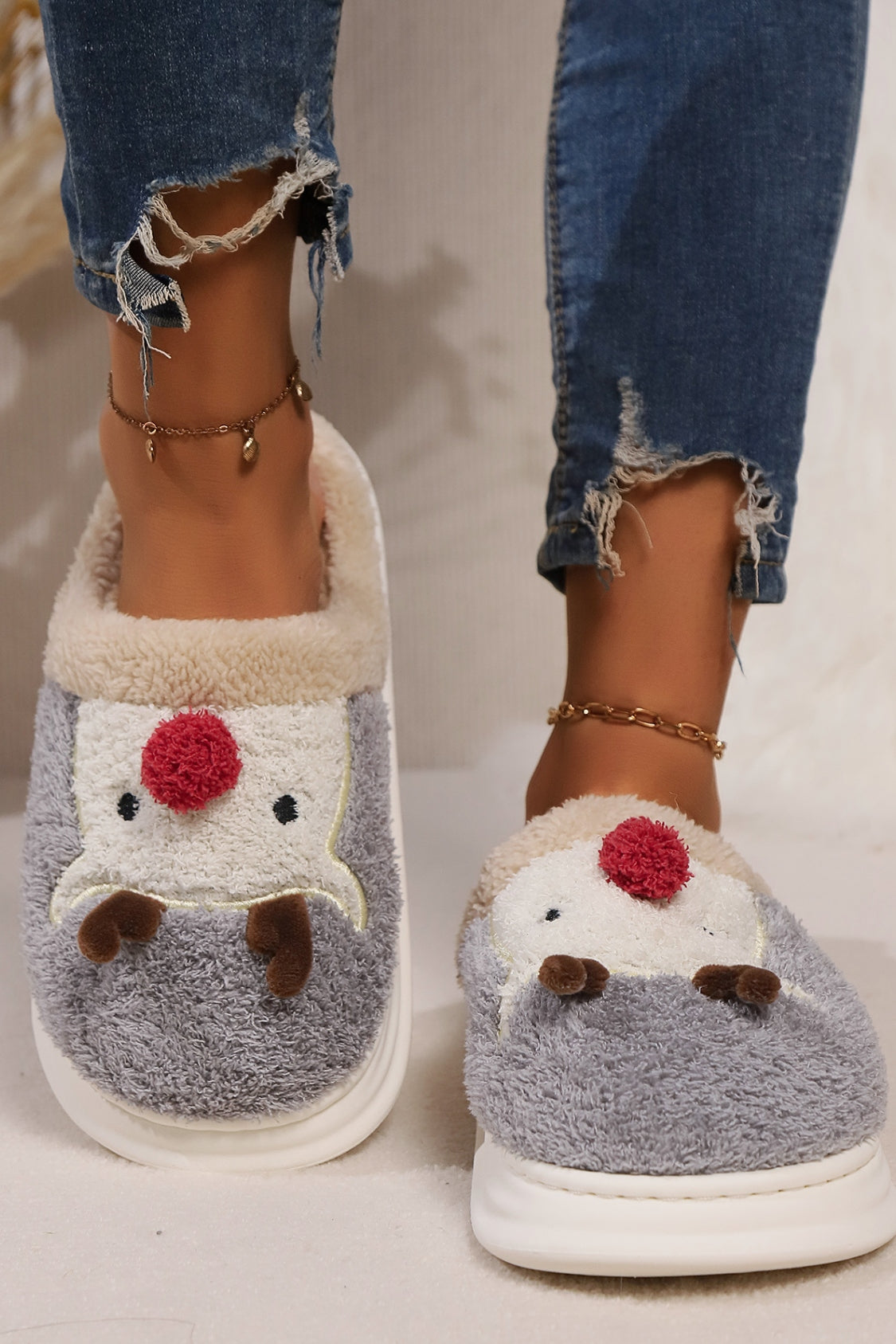 Elk Furry PVC Flat Slippers - Charming Charlie