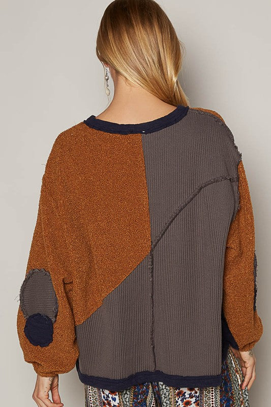 POL Color Block Half Zip Dropped Shoulder Sweatshirt - Charming Charlie