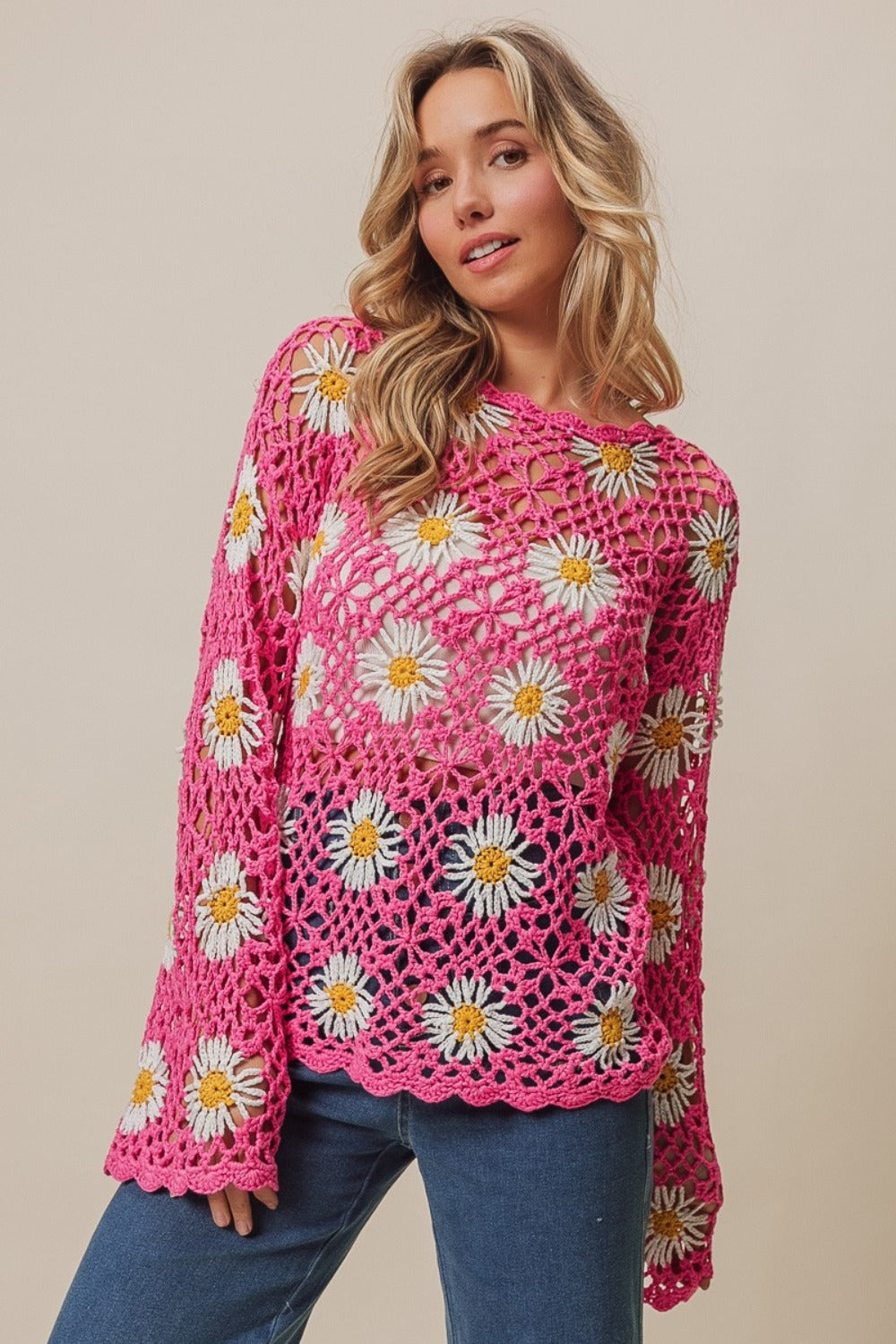 BiBi Floral Crochet Net Lace Cover Up - Charming Charlie