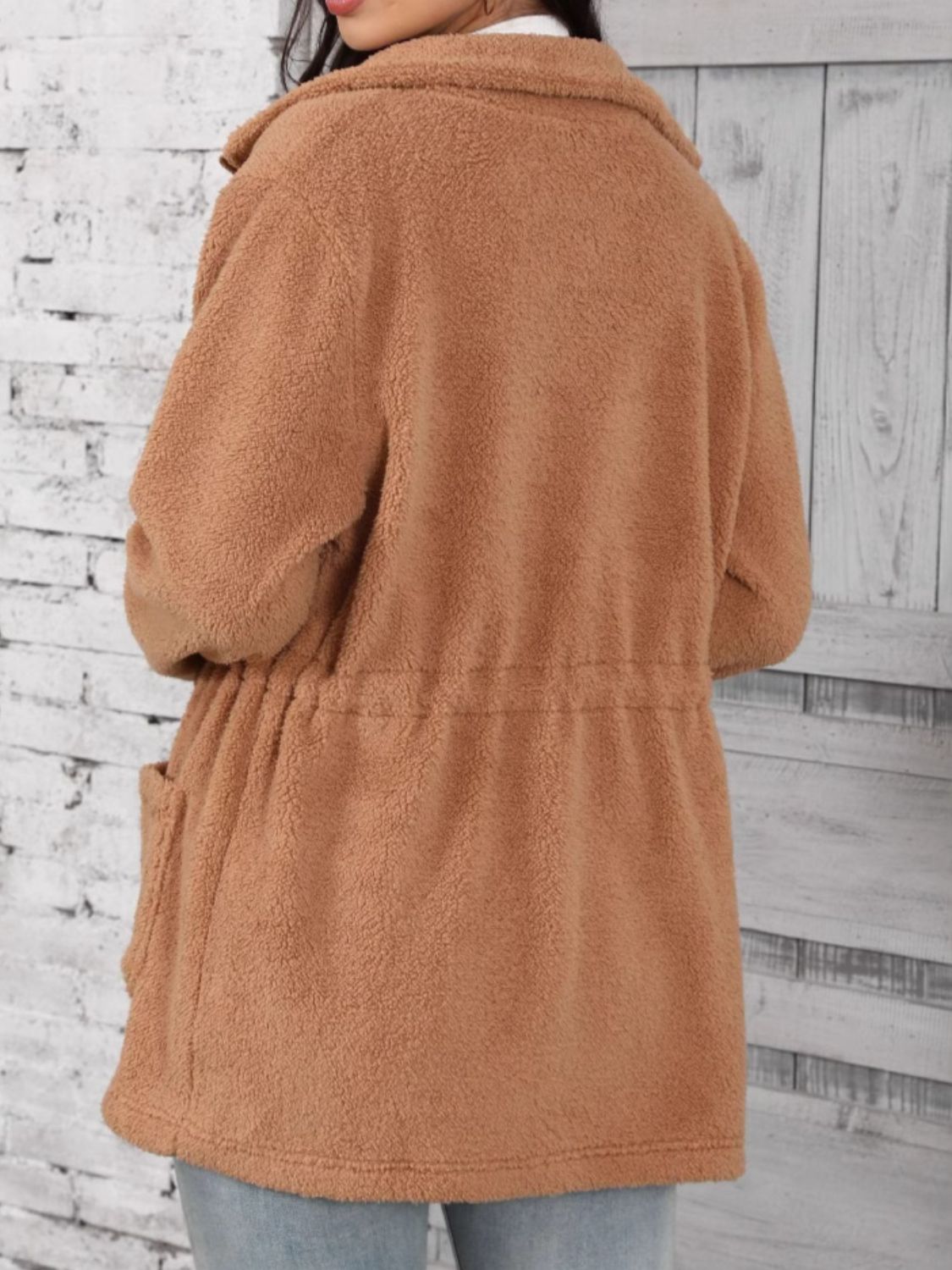 Drawstring Zip Up Long Sleeve Outerwear - Charming Charlie