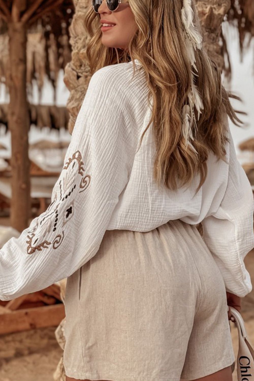 Embroidered Button Down Long Sleeve Shirt - Charming Charlie