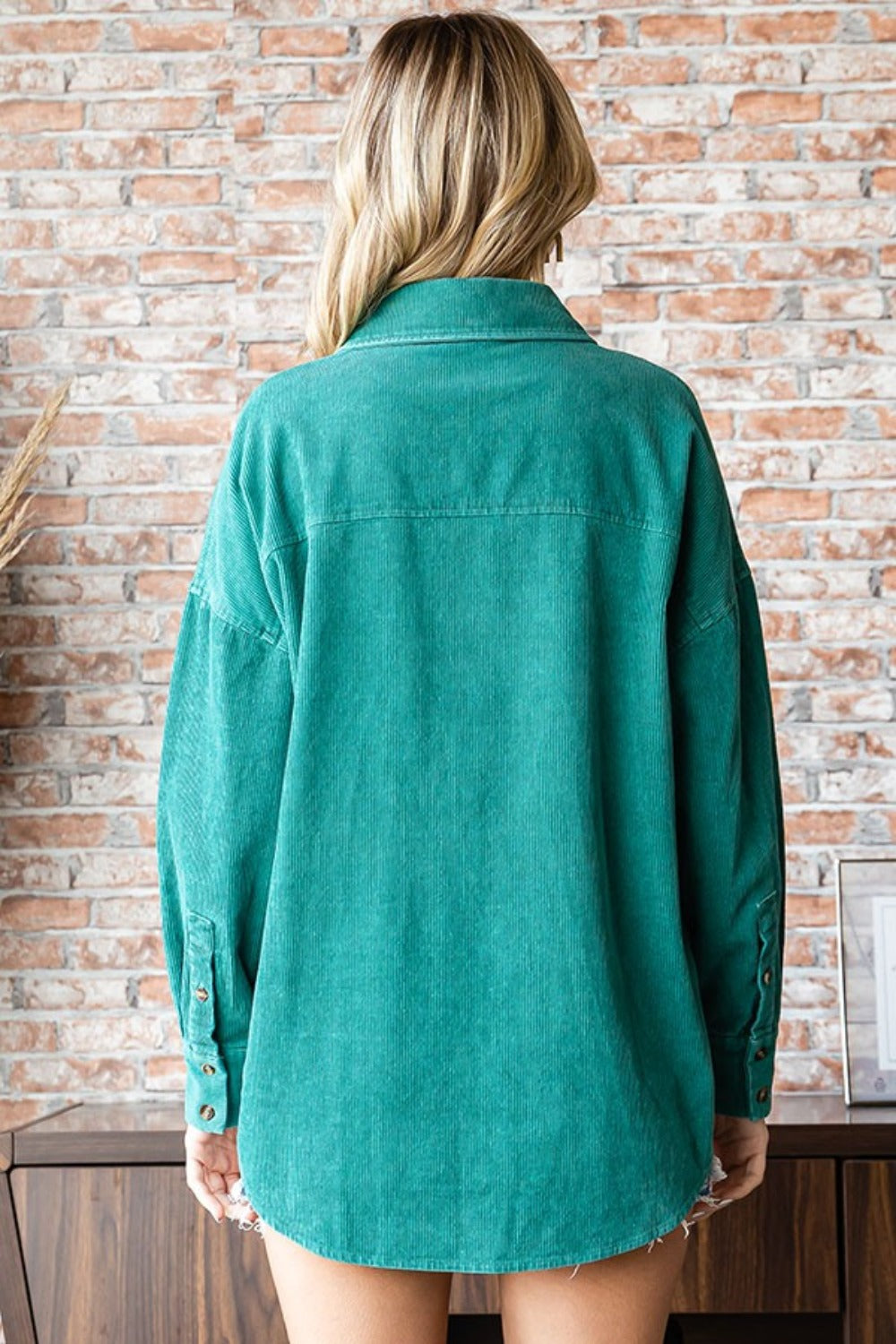 First Love Washed Corduroy Button Down Long Sleeve Shirt - Charming Charlie