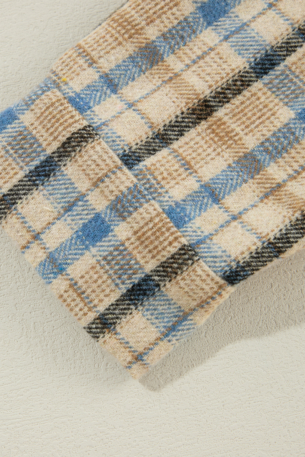 Drawstring Waffle Knit Patchwork Hooded Plaid Shacket - Charming Charlie