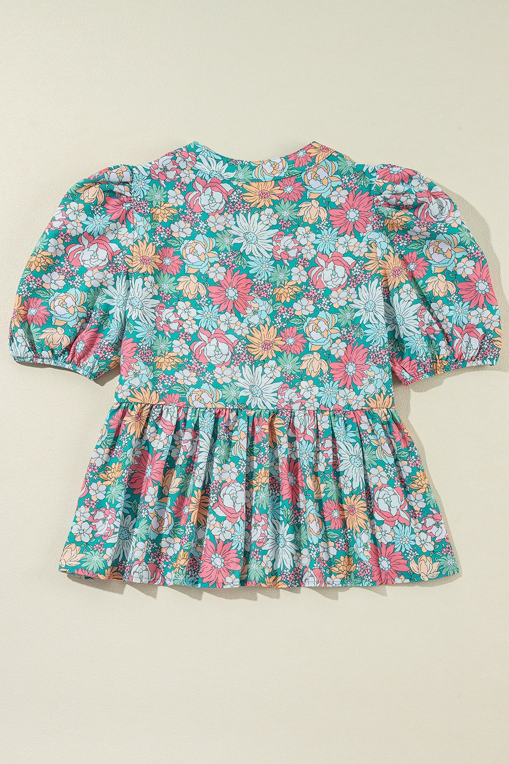 Printed Notched Short Sleeve Blouse - Charming Charlie