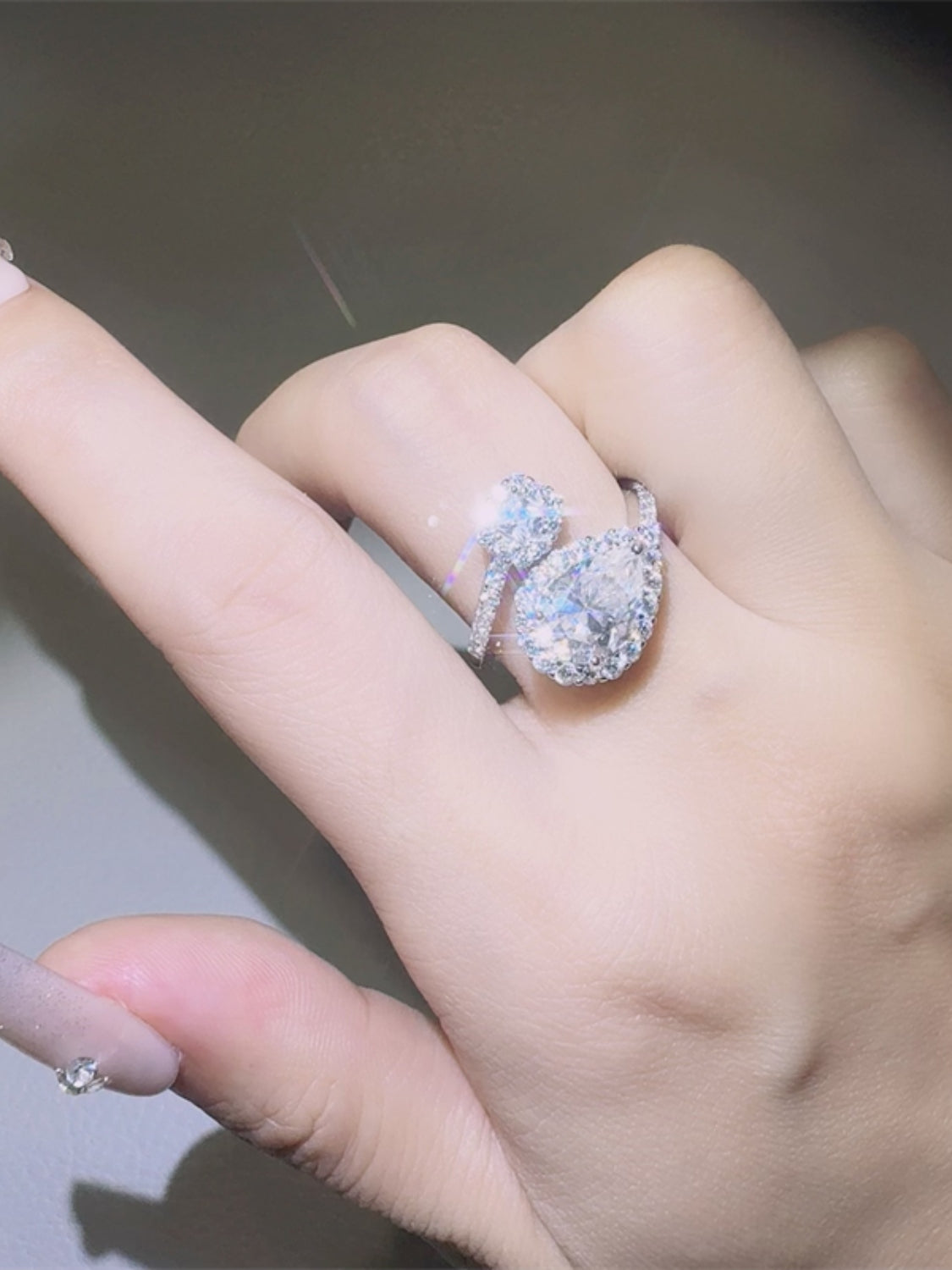 2 Carat Moissanite 925 Sterling Silver Bypass Ring - Charming Charlie
