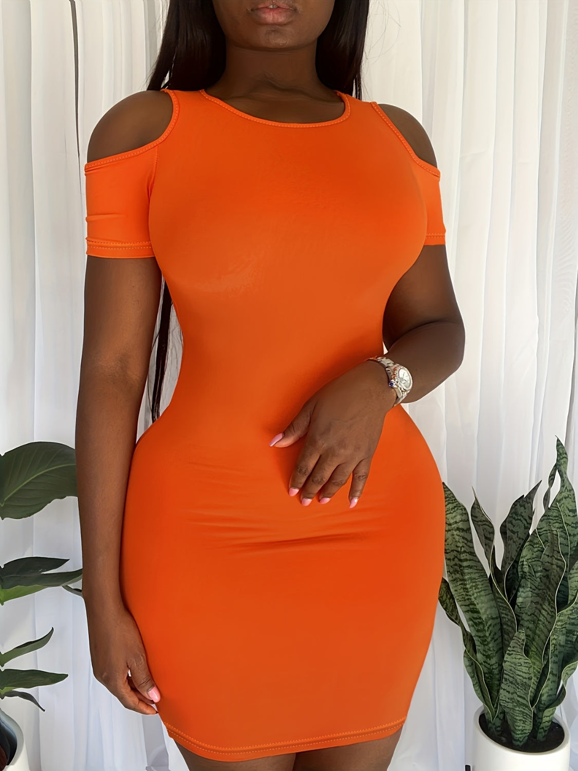 Plus Size Cold Shoulder Short Sleeve Mini Dress - Charming Charlie