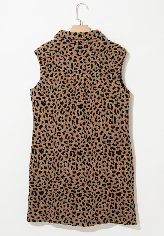 Leopard Johnny Collar Sleeveless Mini Dress - Charming Charlie