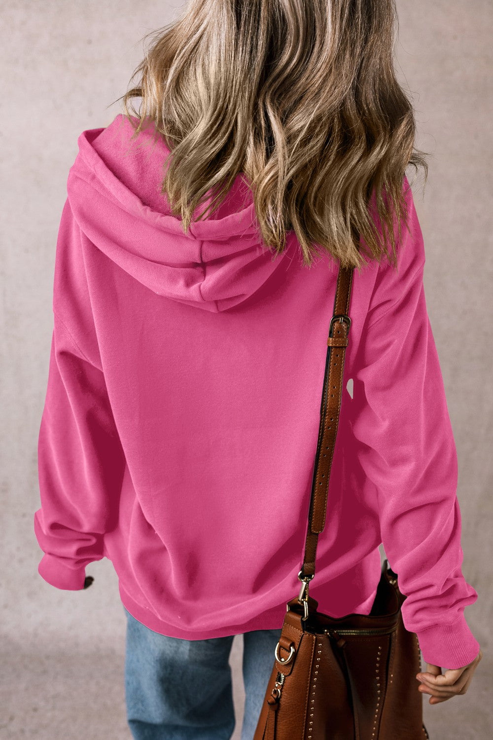 Drawstring Pocketed Long Sleeve Hoodie - Charming Charlie