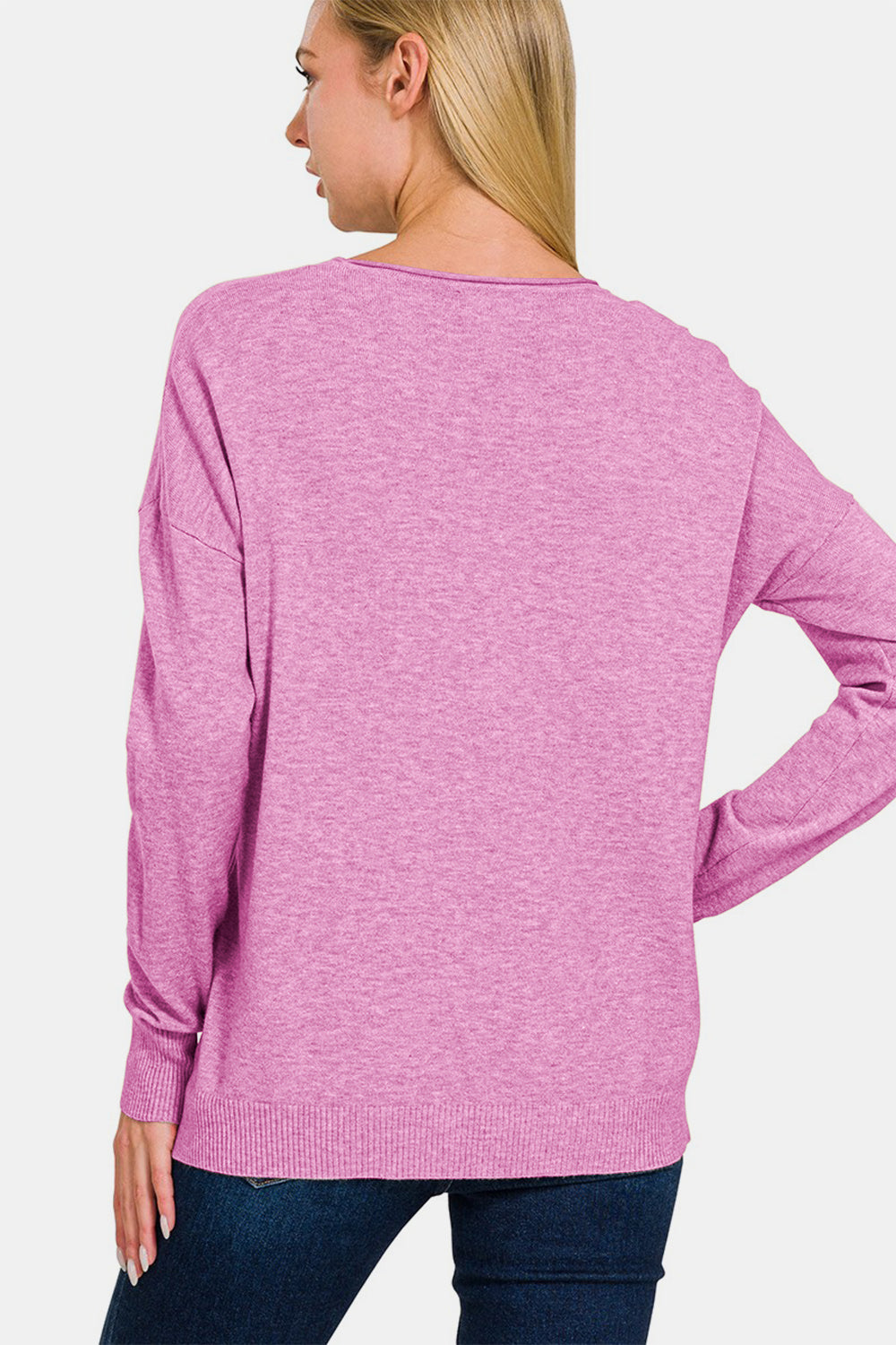 Zenana Front Seam Round Neck Sweater - Charming Charlie