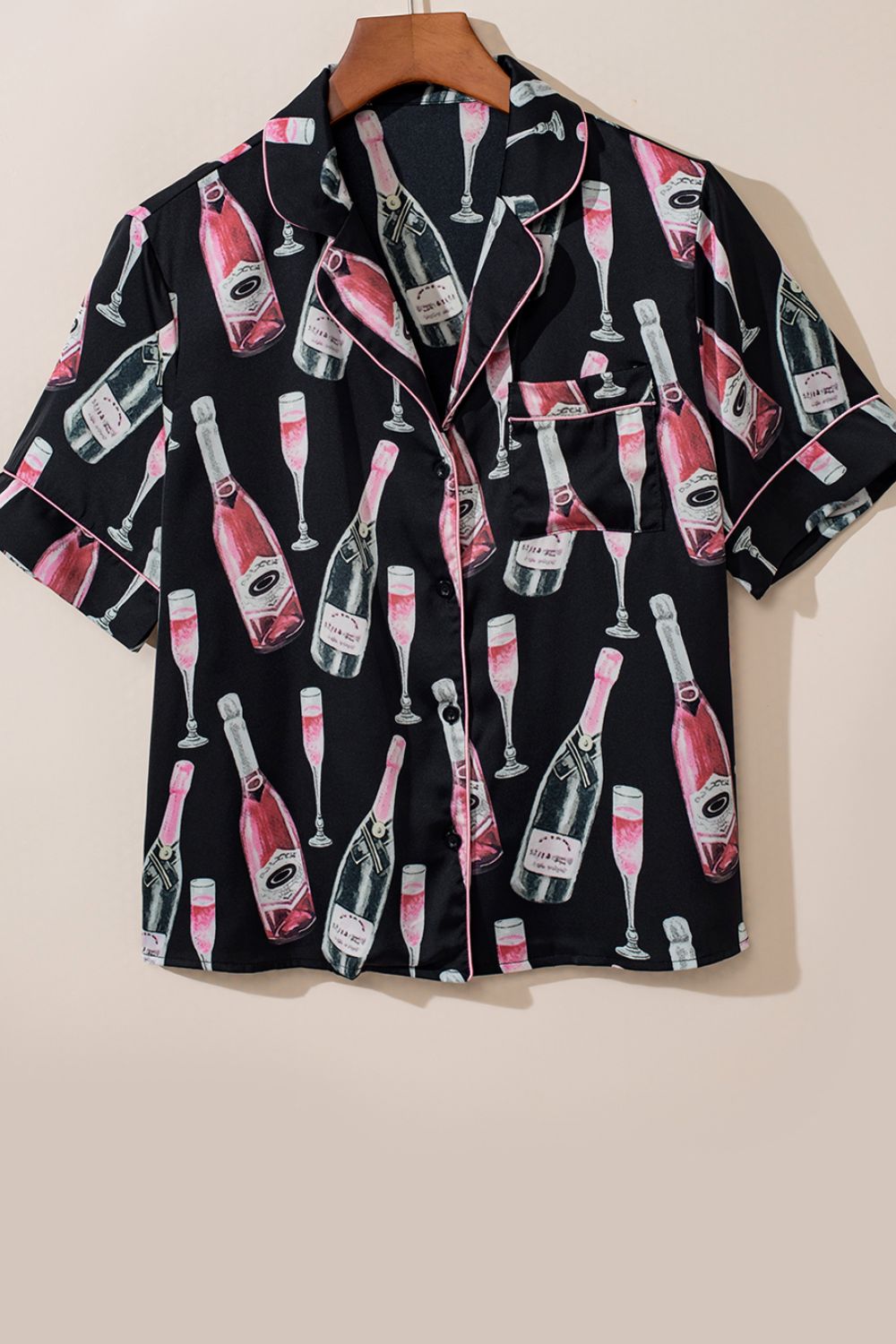 Champagne Print Short Sleeve Top and Shorts Set - Charming Charlie