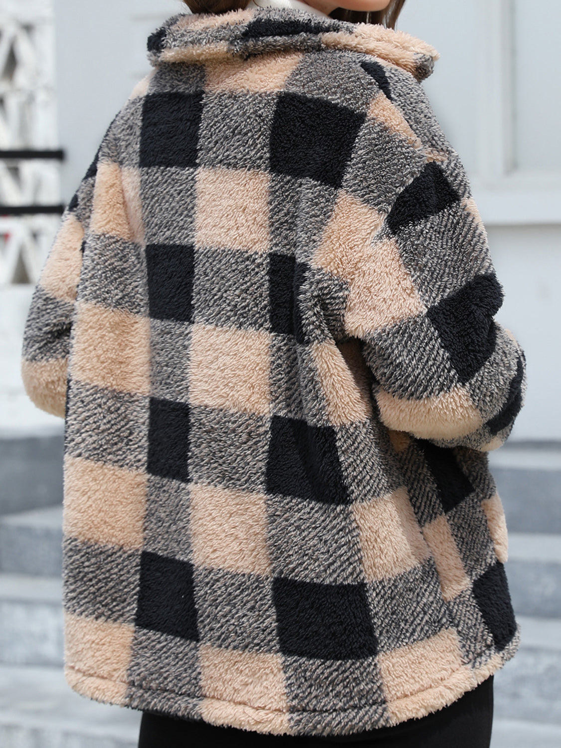 Button Up Drop Shoulder Fuzzy Jacket - Charming Charlie