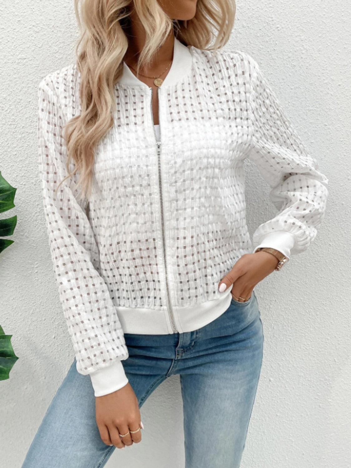Zip Up Long Sleeve Jacket - Charming Charlie