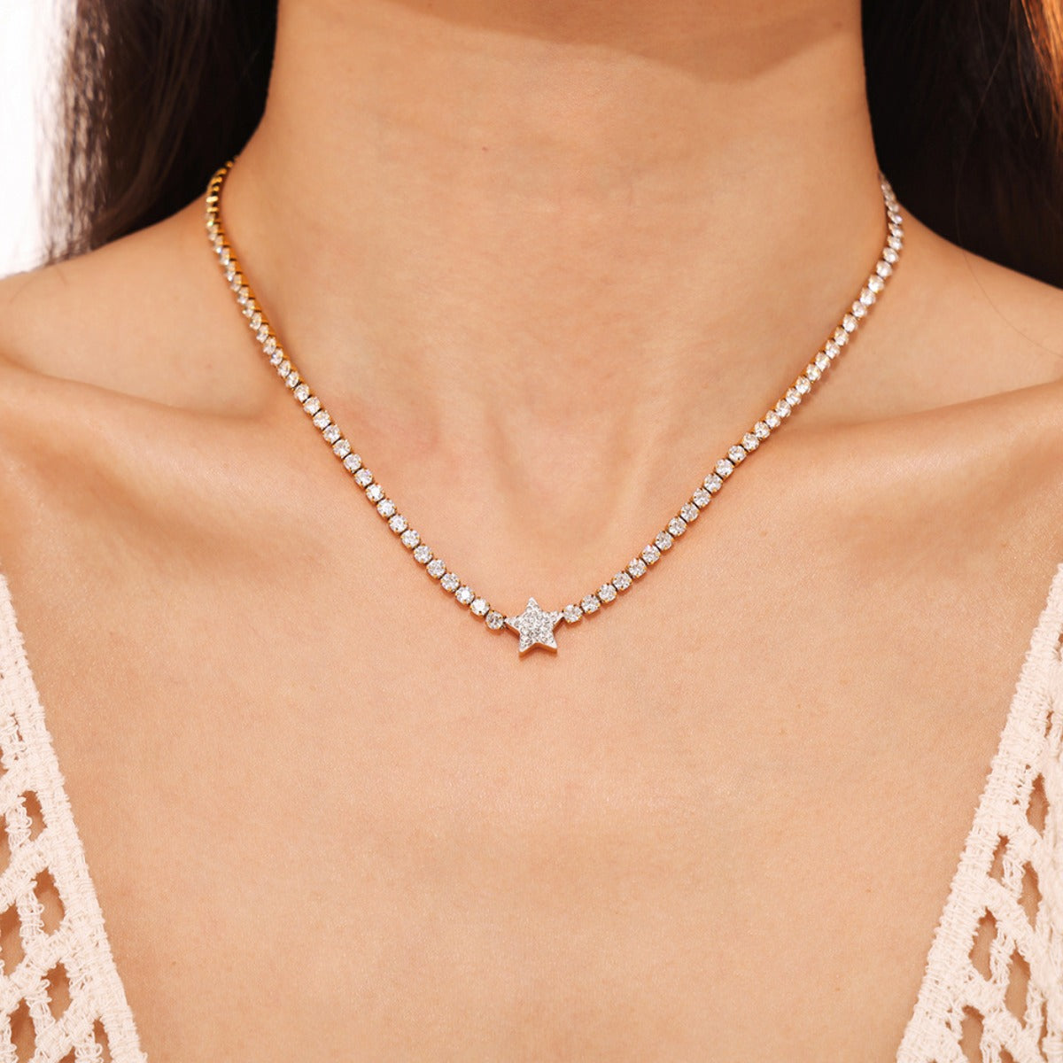 Titanium Steel Zircon Star Necklace - Charming Charlie