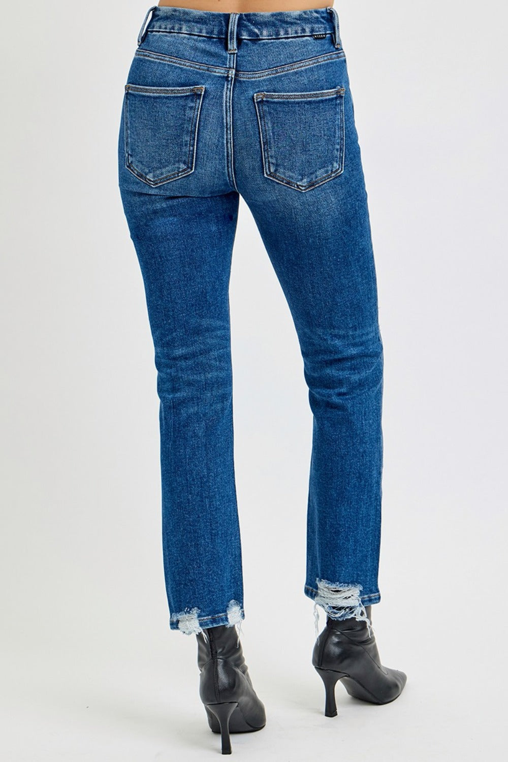 RISEN Full Size High Rise Distressed Crop Straight Jeans - Charming Charlie