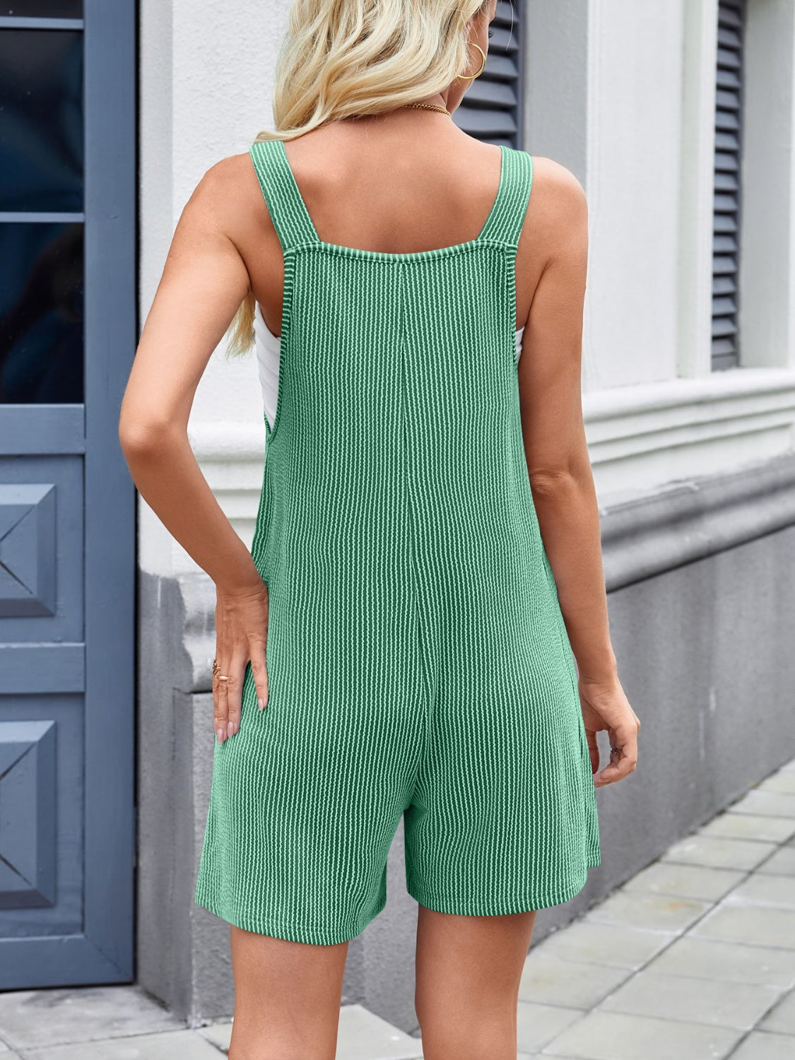 Lovelet Knotted Wide Strap Scoop Neck Overalls - Charming Charlie