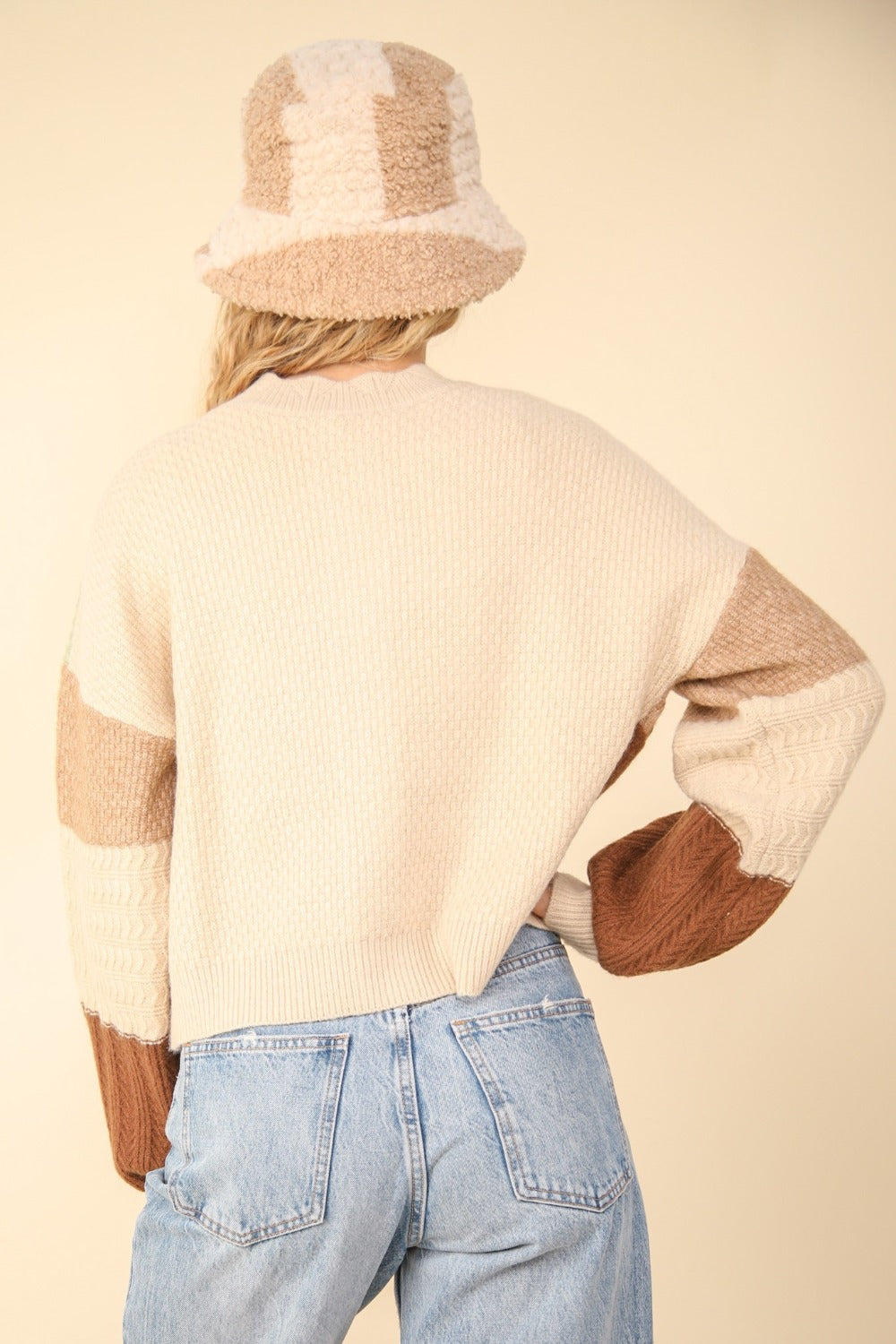 VERY J Color Block Button Down Textured Sweater Cardigan - Charming Charlie
