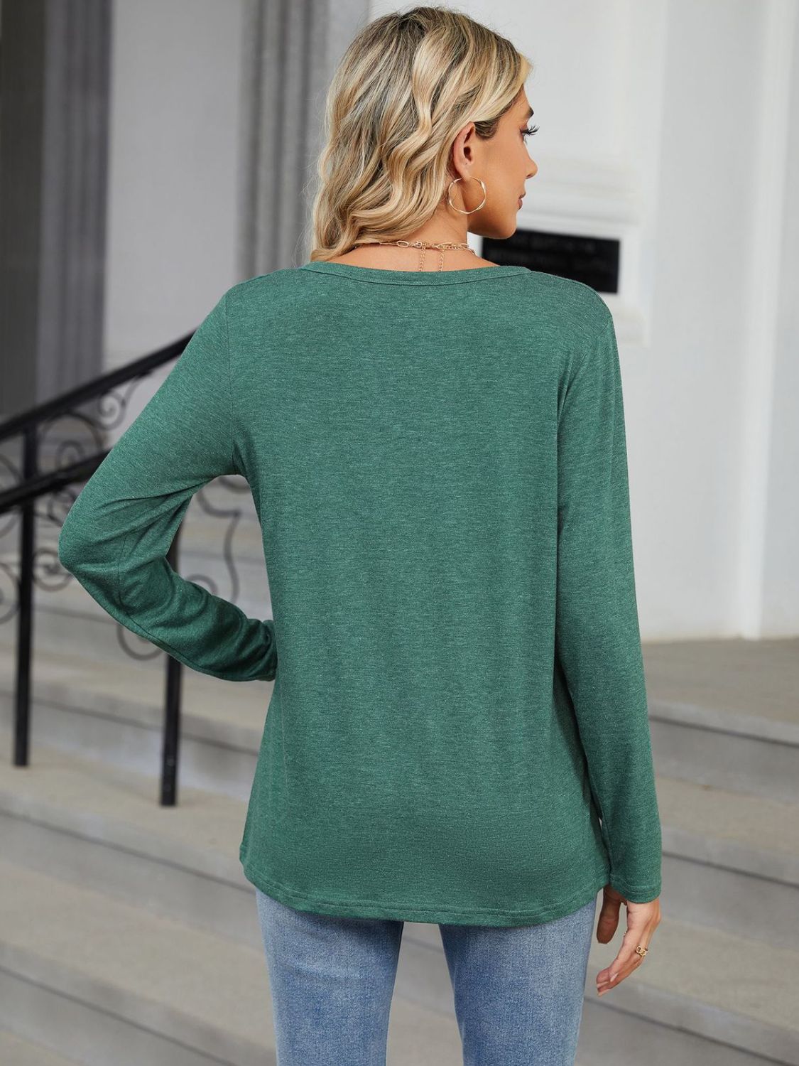 Notched Long Sleeve T-Shirt - Charming Charlie