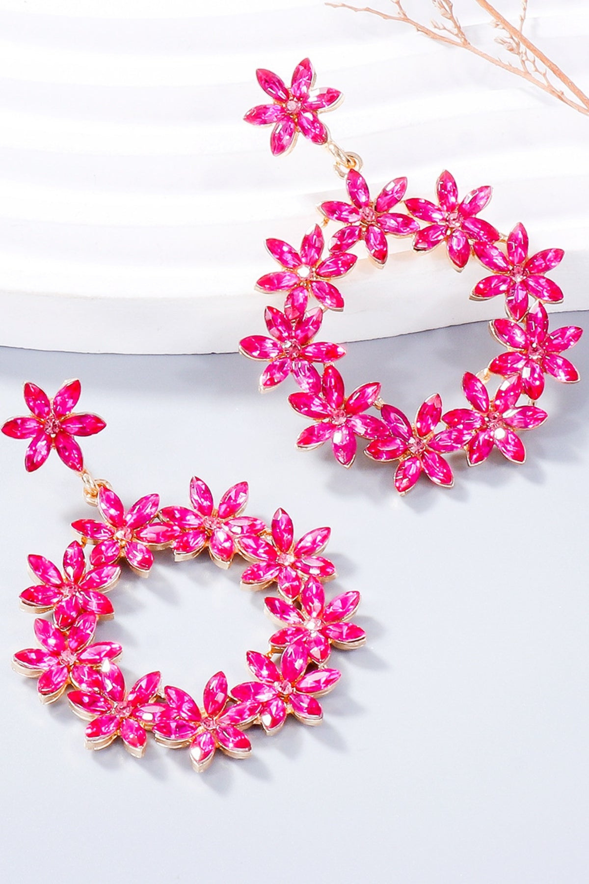 Rhinestone Flower Dangle Earrings - Charming Charlie