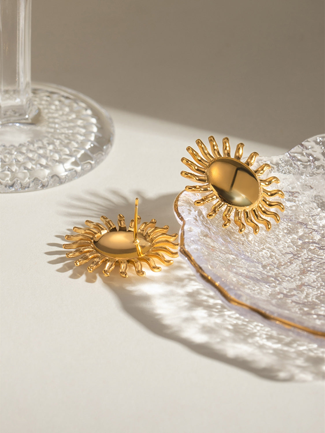 18K Gold-Plated Stainless Steel Sun Stud Earrings - Charming Charlie